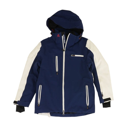Navy And White Color Block Ski Jacket