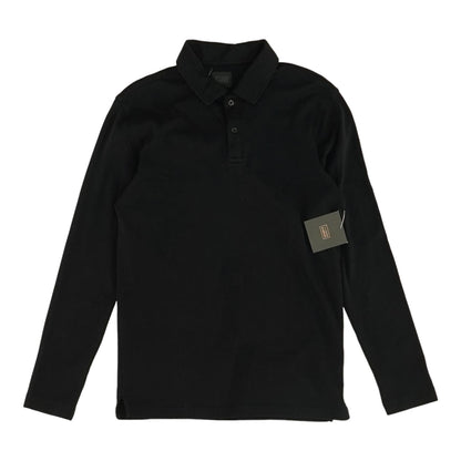 Black Solid Long Sleeve Polo