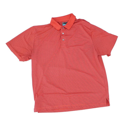 Coral Striped Short Sleeve Polo