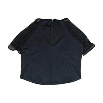 Black Solid Short Sleeve Blouse