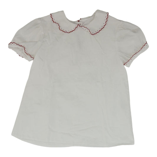 White Solid Short Sleeve Blouse