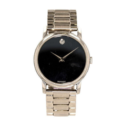 Silver-Tone Stainless Steel Museum Classic Watch W/ Black Dial