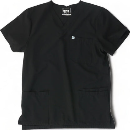 Black Solid Scrub Top T-Shirt