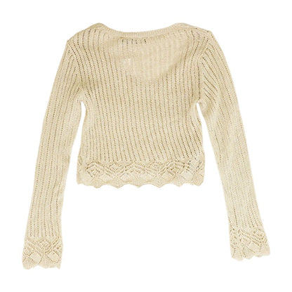 Gold Solid Cropped Sweater