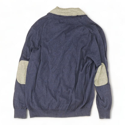 Navy Color Block Cardigan Sweater