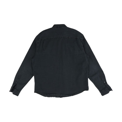 Black Solid Long Sleeve Button Down