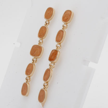Gold Tone Orange Dangle Earrings