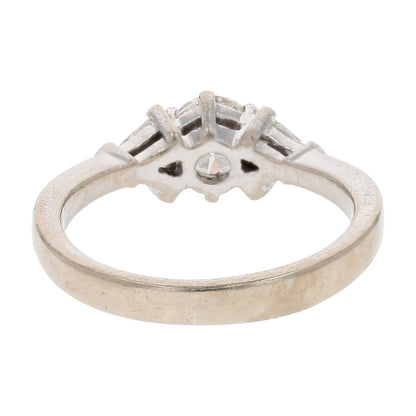 .75 Ct 18K White Gold Round Diamond Center With Trillion Diamond Engagement Ring