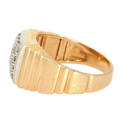 .33 ct 14K Gold Square Signet Ring W/ Round Diamond Pave