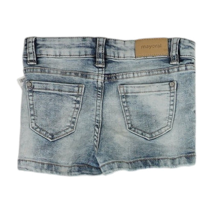 Blue Solid Denim Shorts