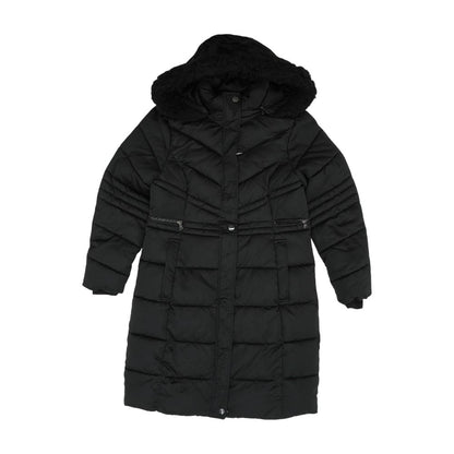 Black Solid Puffer Coat
