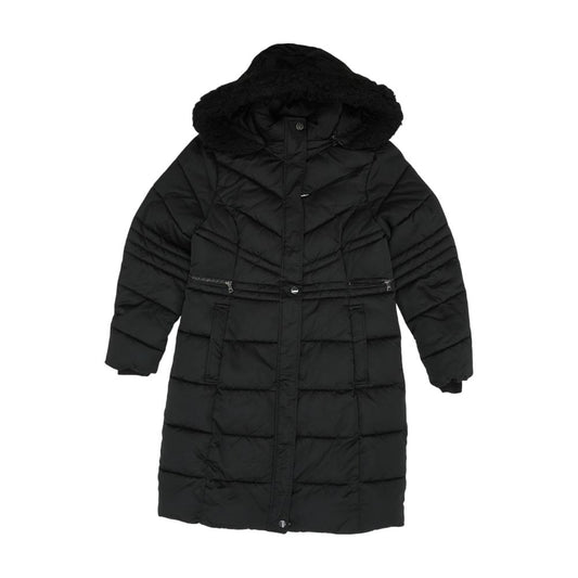 Black Solid Puffer Coat