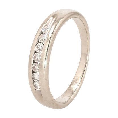 14K White Gold Channel Set Diamond Tapered Band