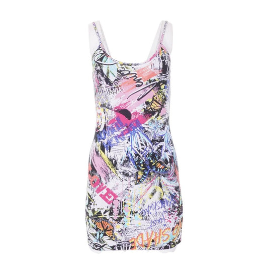 White Graphic Mini Dress