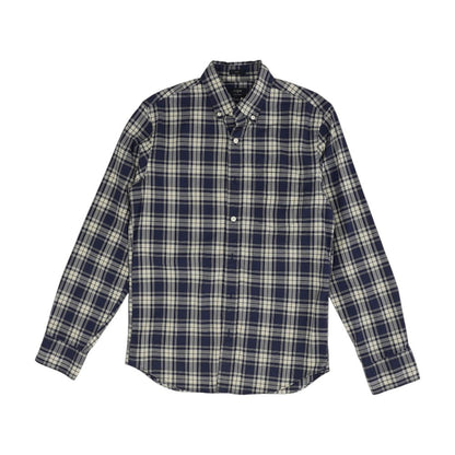 Navy Plaid Long Sleeve Button Down