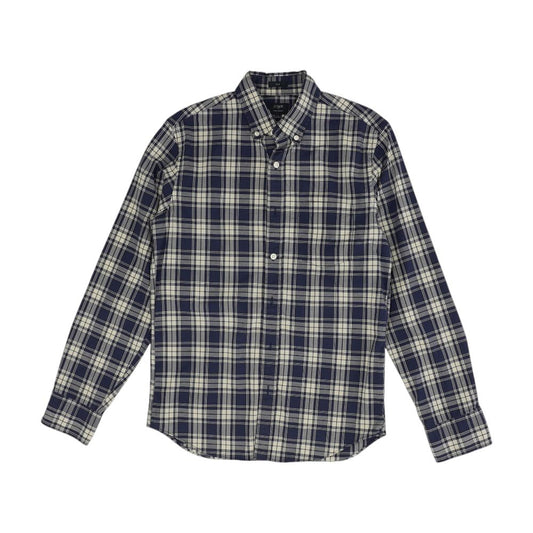 Navy Plaid Long Sleeve Button Down