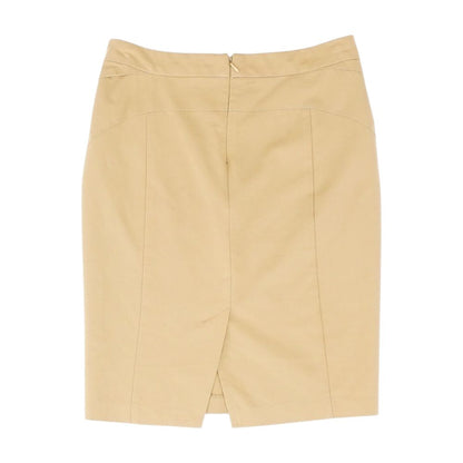 Tan Solid Midi Skirt