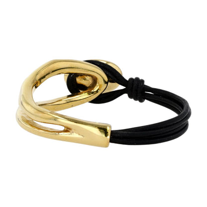 Madame Brown Leather Strand With Gold Tone Bracelet