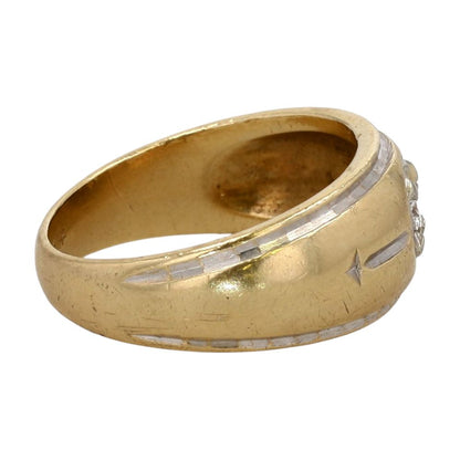 .10 ct 14K Gold Round Diamond Center With Etched Arrow Design Band