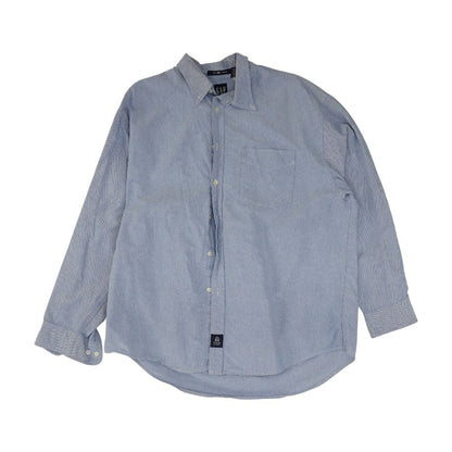 Blue Solid Long Sleeve Button Down
