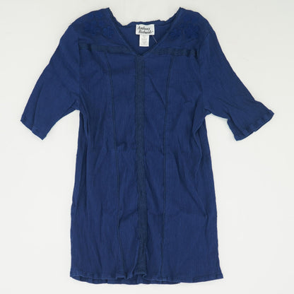 Navy Solid Short Sleeve Blouse