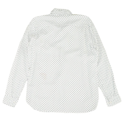 White Graphic Long Sleeve Button Down