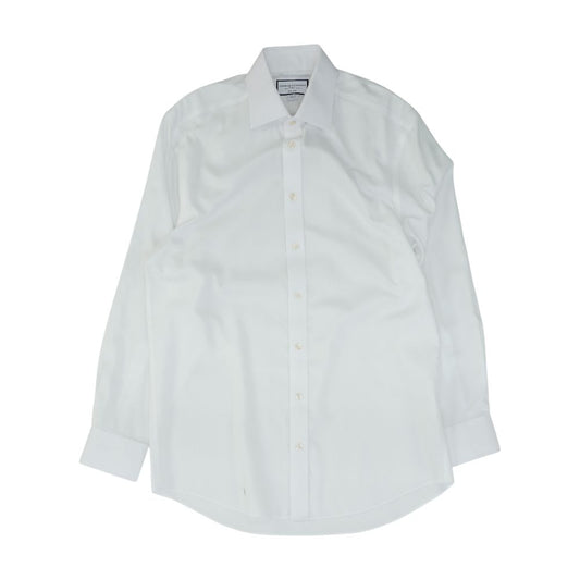 White Solid Long Sleeve Button Down