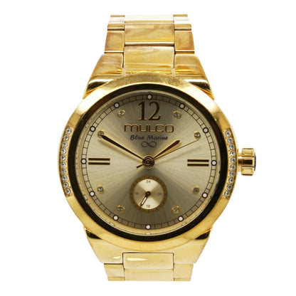 Gold-Tone Blue Marine Stainless Steel Watch