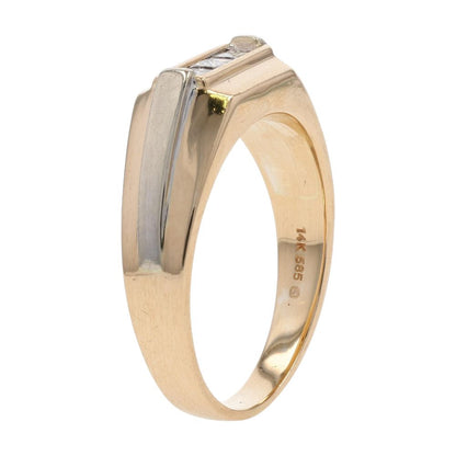 .50 Ct 14K Gold Three Diamond Raised Wedding Band