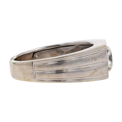 .75 Ct 14K White Gold Round Lab Grown Diamond Center With Tapered Shank Band