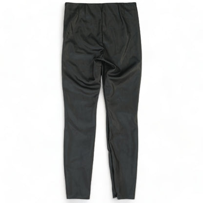 Black Solid Faux Leather Pants