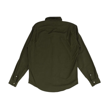 Green Solid Long Sleeve Button Down