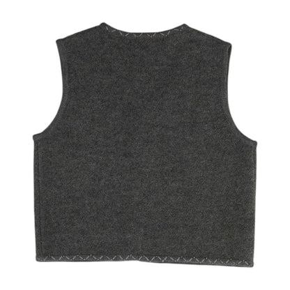 Gray Petite Embroidery Detail V-Neck Sweater