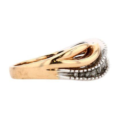 10K Gold Round Diamond Crossover Band