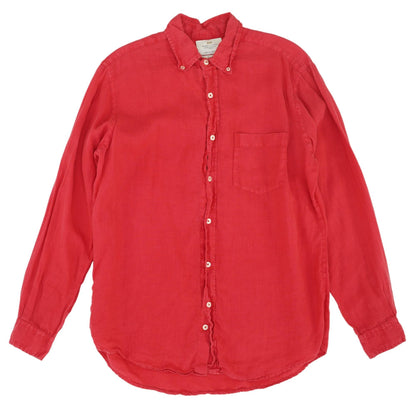 Coral Solid Long Sleeve Button Down