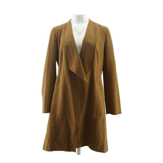 Brown Faux Leather Faux Leather Coat