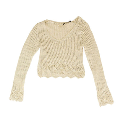 Gold Solid Cropped Sweater