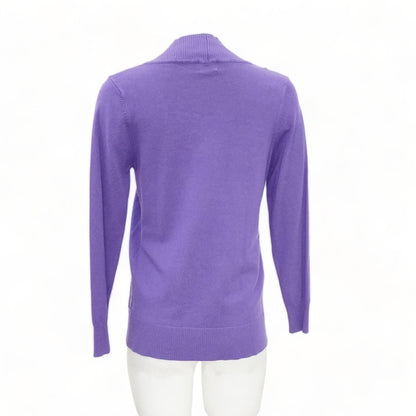 Purple Solid Cardigan Sweater