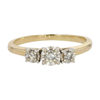 .25 ct 10K Two Tone Gold Three Stone Round Diamond Engagement Ring