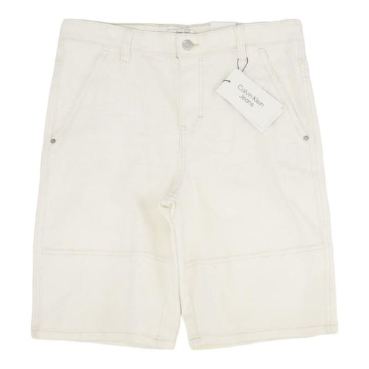 Ivory Solid Denim Shorts