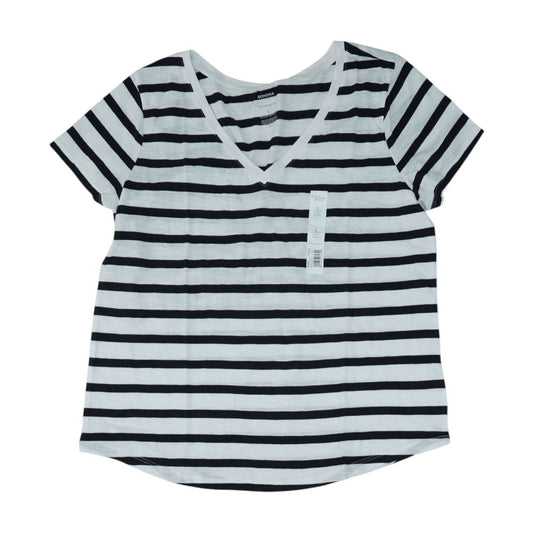 Black Striped V Neck T-Shirt