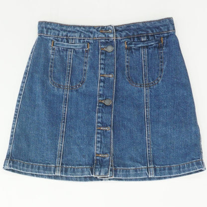 Blue Solid Mini Skirt
