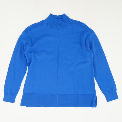 Blue Solid Mockneck Sweater