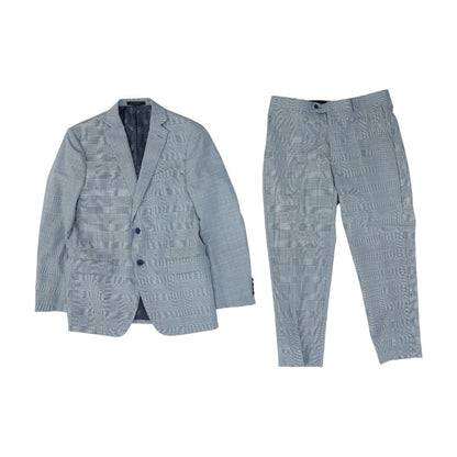 Gray Plaid Wool Blend 2pc Suit
