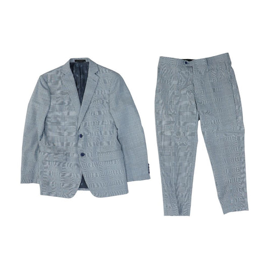 Gray Plaid Wool Blend 2pc Suit