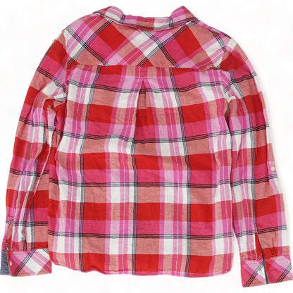 Red Plaid Long Sleeve Blouse