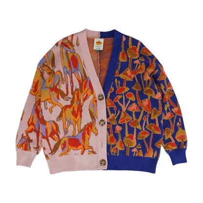 Multi Graphic Cardigan Sweater