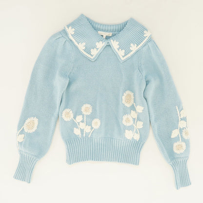 Union Collared Pullover Sweater in Cornflower Blue