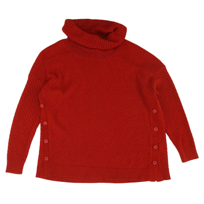 Red Solid Cowl Neck Sweater