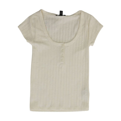 Ivory Solid Short Sleeve Blouse